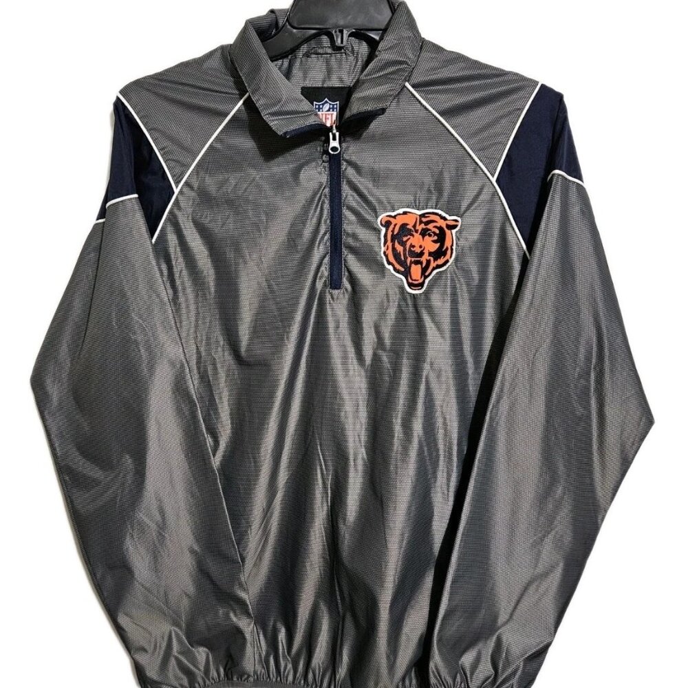 CHICAGO BEARS NFL G-111 Gray Windbreaker Pullover Jacket